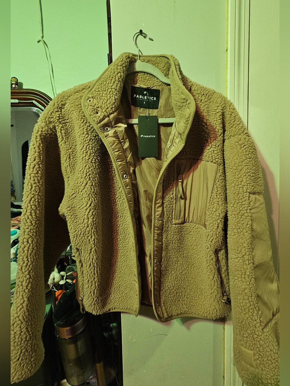 Fabletics Women's Beige/Tan Sherpa Teddy Jacket
